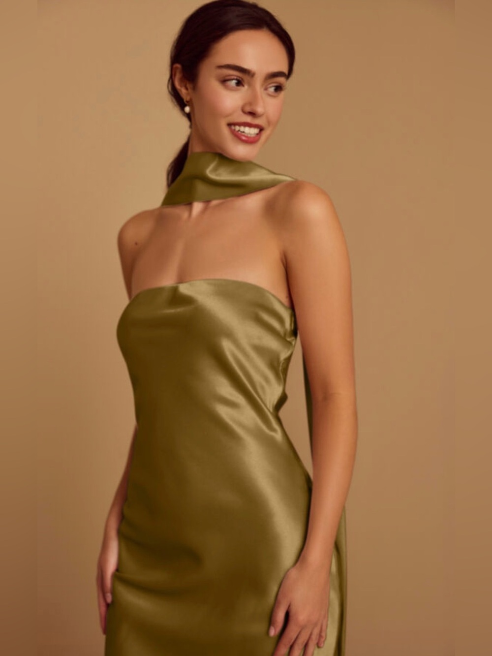 Vow’D women’s green strapless midi dress with matching scarf